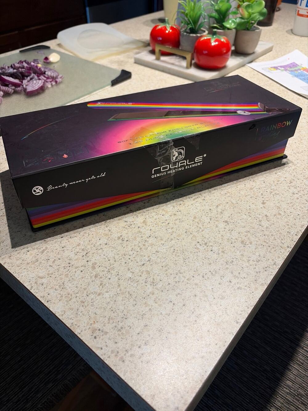NIB Royale Genius Heating Element Rainbow Straightener 1.25 Pure Ceramic